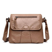 Bolso bandolera pequeño negro para mujer, bolso cruzado de cuero PU suave lavado, bolsos femeninos - details 10