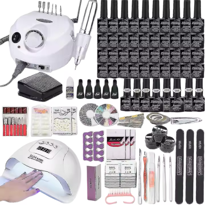 Kit de Arte de Uñas de 35000rpm con Lámpara de Uñas LED de 120w/54w 40/30/20/10 Colores de Gel de Pulido UV Kit de Arte de Uñas de Belleza - 1