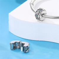 Pulsera de ajuste Original de 1 pieza, 100% de plata de ley S925, Pavé de circonita, Clip de posicionamiento, dijes para mujer, cuentas de joyería DIY para cumpleaños - details 7