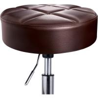 Cocina Silla de Trabajo Acolchado con Ruedas Tapizado en Cuero de Imitación Altura Ajustable (Marrón Oscuro) - details 2