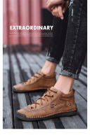 Zapatos informales para hombre, zapatos antideslizantes transpirables de cuero Unisex para caminar, zapatos cosidos a mano para mujer - details 17