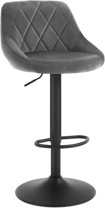 Taburete de Bar de Terciopelo Altura Ajustable, Giratorio, Poltrona de Cocina, Diseño Gris Oscuro - 1