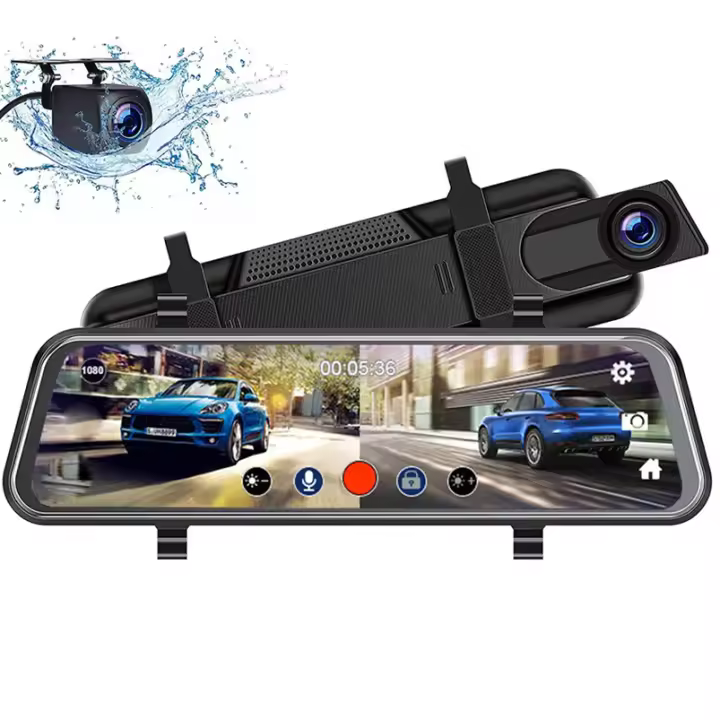 Mirror Dash Cam-cámara de visión nocturna 1080P FHD, pantalla táctil completa, Vista frontal y trasera, cámara de respaldo para coches, grabación en bucle, Streaming Media, gran angular de 170 °, asistencia de estacionamiento - 1