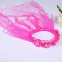 Diadema de princesa pequeña para niños, velos de novia de tul de doble capa, guirnalda de flores, volantes, encaje Floral, corona para fiesta de boda - details 5