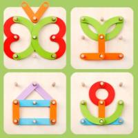 Wooden Letter Number Construction Puzzle Educational Stacking Blocks Toy Set Shape Color Sorter