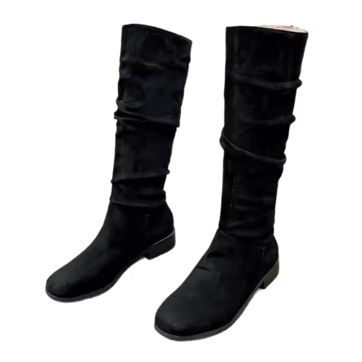 Botas de pila, botas de hombre para mujer, botas de gamuza retro 2025 otoño nuevo, tacón cuadrado, punta redonda, botas medias y cortas, tendencia. - 1