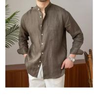 Camisa de Lino para Hombre Verano 2025 Cuello Henley Elegante Manga Larga Transpirable - details 15