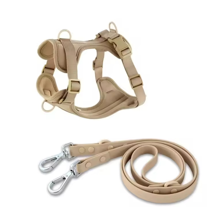 Correa Doble de PVC, commode juego de arnés para Perros transpirable, Collares, arneses y Correas estables para el pecho - 1