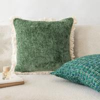 Funda de almohada con volantes Vintage para decoración del hogar, funda de almohada de Jacquard delicada, funda de cojín verde de 45CM para sala de estar/oficina - details 4