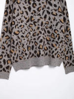 TRAFZA-para Mujer, Jersey elegante con estampado de leopardo y Jacquard, jersey de manga larga con cuello redondo, Top tejido - details 6