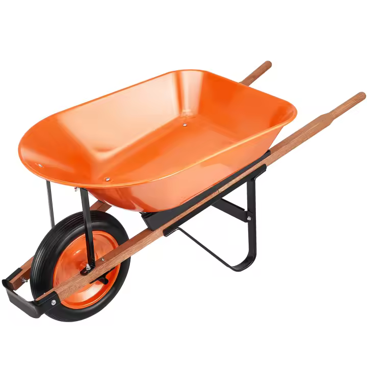 Carro de carretilla SucceBuy, 5 Cu. Pie. Carga y capacidad de 330 libras, carrito volquete de jardín de una rueda, carro de jardín con mango de metal y ruedas de 16" de ancho, carrito y vagones de jardín de fácil carga para granja de césped - 1