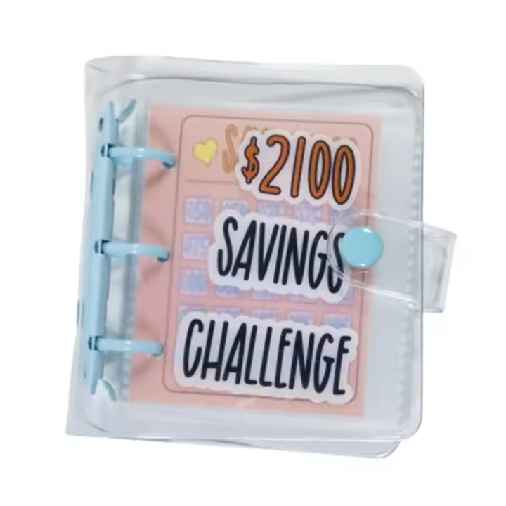 Mini carpeta de ahorro de dinero para niños, 150/300/500/1000 sobres en efectivo, libro de desafíos de ahorro, Mini carpeta de presupuesto duradera y colorida - 1