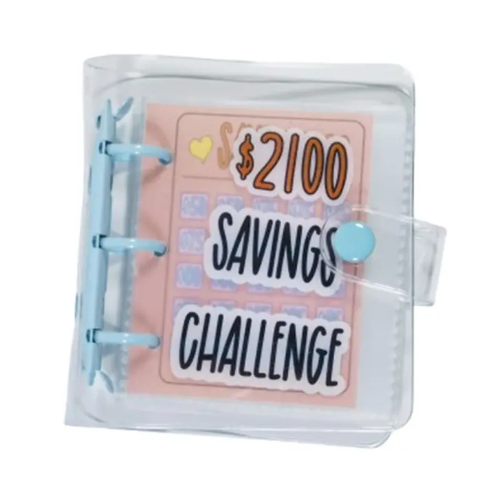 Mini carpeta de ahorro de dinero para niños, 150/300/500/1000 sobres en efectivo, libro de desafíos de ahorro, Mini carpeta de presupuesto duradera y colorida - 1