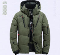 Chaqueta de plumón de invierno para hombre, abrigo de pato blanco a prueba de viento, abrigo cálido para viaje y acampada, ropa gruesa con capucha de Color sólido para hombre - details 5