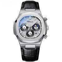 Reloj multifunción verdadero tres ojos seis agujas reloj de cuarzo octogonal para hombre - details 6