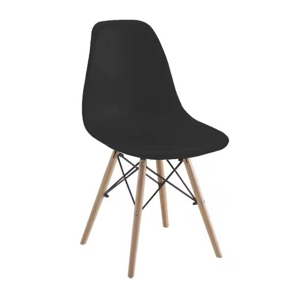 Conjunto de 4 Sillas Sencillas Estilo Nórdico Patas de Madera (Negro Blanco) - 1