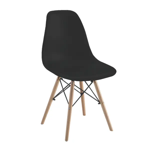 Conjunto de 4 Sillas Sencillas Estilo Nórdico Patas de Madera (Negro Blanco) - 1