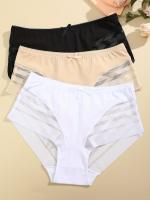 3 bragas de malla de colores sólidos, cómodas y transpirables, favorecedoras y elásticas, bragas sexys para mujer - details 4