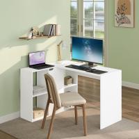 Doble Tablero con Estantería 6 Compartimentos Mesa PC Ornador para Estudio Oficina Dormitorio Blanco - details 3