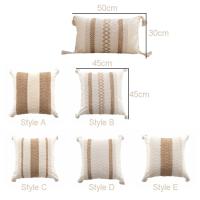 Funda de almohada bohemia de lino y algodón para decoración del hogar, funda de almohada nórdica de 45CM, funda de cojín con borlas estilo INS para sala de estar/oficina - details 0