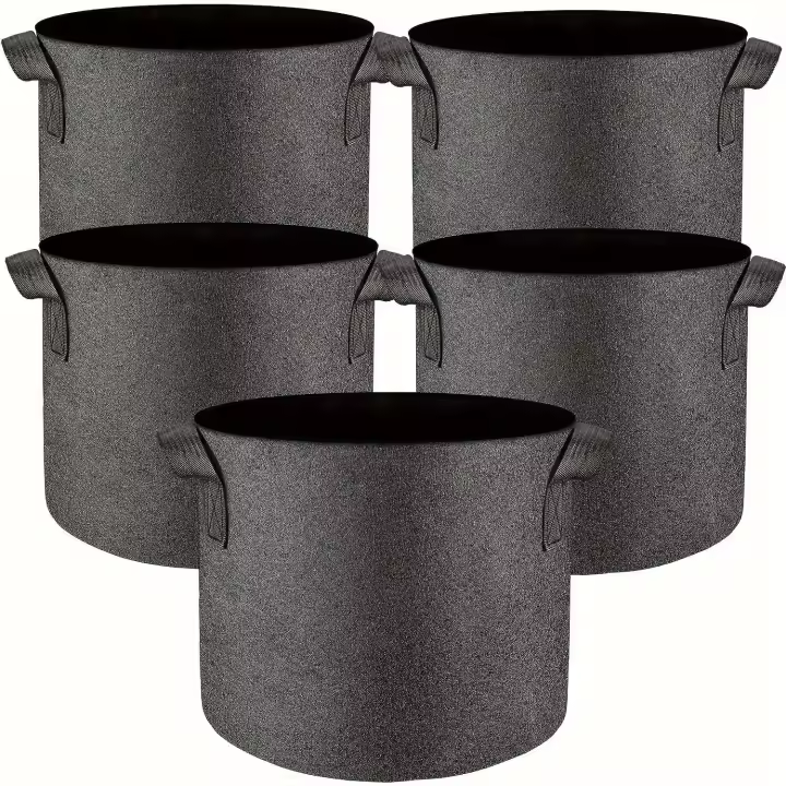 Bolsa de 5 galones, bolsa de plantación multifuncional no tejida con asa duradera, 5 unidades - 1