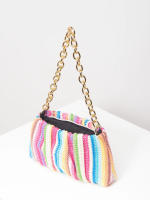 Bolso de hombro tejido Vintage, bolsa de nube plisada, bolso de cadena de Metal, monedero de paja para vacaciones de estilo playero - details 4