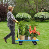 Camión de mano plegable con plataforma azul, carrito de mano de empuje, resistente, ahorro de espacio, con capacidad de carga de 400 kg y 4 ruedas - details 0