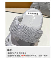 Zapatillas de mujer de suela gruesa de alta gama para uso al aire libre, nuevo estilo de verano con diamantes de imitación, plataforma completa - details 3