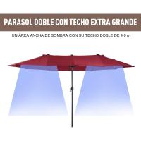 Parasol Doble para Jardín Sombrilla Gigante Anti UV con Manivela Tamaño 4,55x2,65x2,38 m Color Gris - details 14