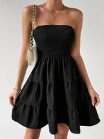 2025 ropa de mujer europea y americana verano nuevo top de tubo de un cuello vestido de textura versátil de color sólido - details 4