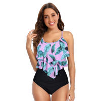Nuevo traje de baño de dos piezas de cintura alta con bikini dividido conservador con borde de volantes - details 20