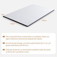 Colchón de Espuma viscoelástica Topper con memoria con Funda removible y lavable, 140 x 190 cm, 4 cm, Blanco - details 19