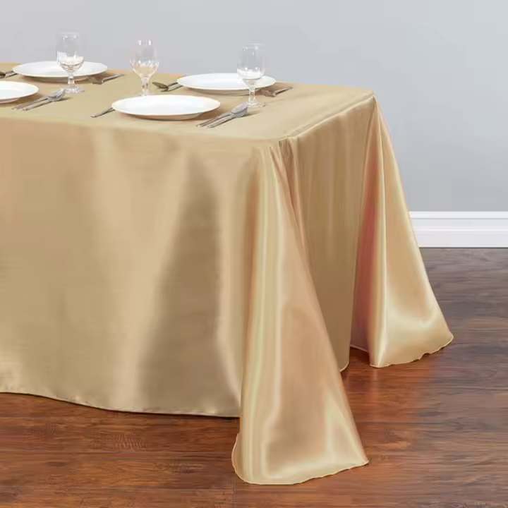 Mantel rectangular de satén superpuesto para boda, Navidad, Baby Shower, cumpleaños, banquete, decoración para fiesta, comedor en casa, cubierta de mesa de satén - 1