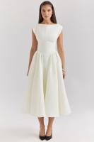 Vestido de noche elegante para mujer con escote en la espalda - Vestido largo sin mangas con pliegues para fiesta, graduación, vacaciones - details 2