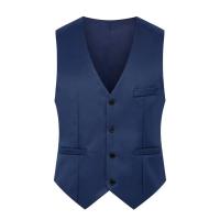 Chaleco Formal sin mangas con bolsillos, traje masculino de un solo pecho, chaleco informal para fiesta, Bar, vestido de banquete, chaleco de traje de Color sólido - details 18