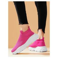 Zapatos Deportivos Con Plataforma A La Moda Para Hombre, Zapatillas Informales De Punto Rojo De Alta Calidad, Zapatillas Para Correr Ligeras Y Transpirables Sin Cordones Para Hombre - details 15