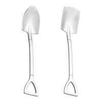 Cuchara en forma de pala, cuchara espátula de acero inoxidable de 4 cuentas, cucharas de postre reutilizables para café, té, helado, fruta - details 0