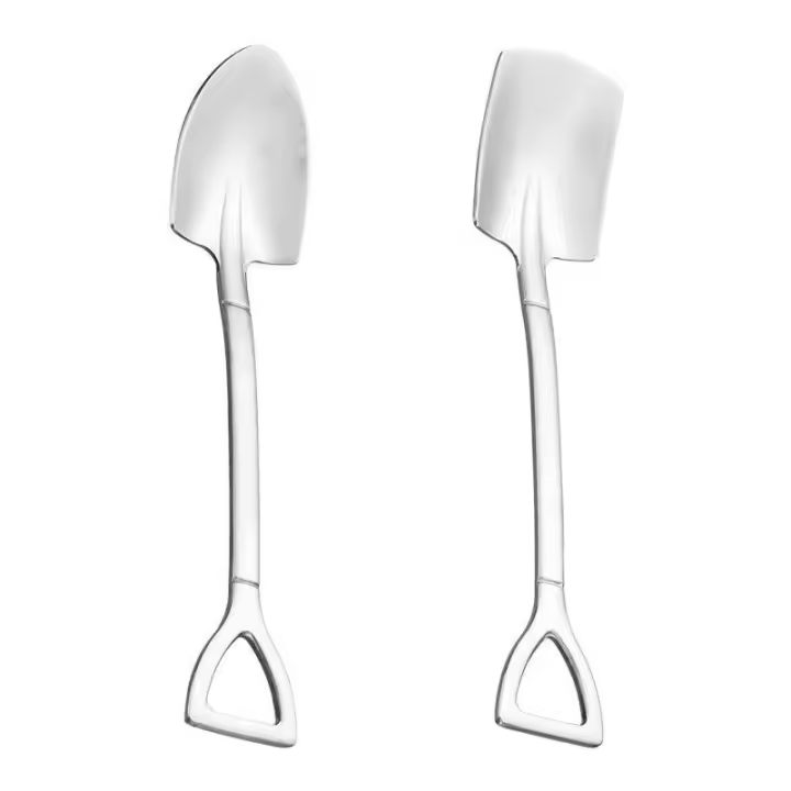 Cuchara en forma de pala, cuchara espátula de acero inoxidable de 4 cuentas, cucharas de postre reutilizables para café, té, helado, fruta - 1