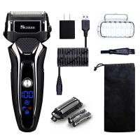 Afeitadora eléctrica recargable en seco y húmedo para hombres, recortadora de barba, maquinilla de afeitar para el cuidado facial - details 9