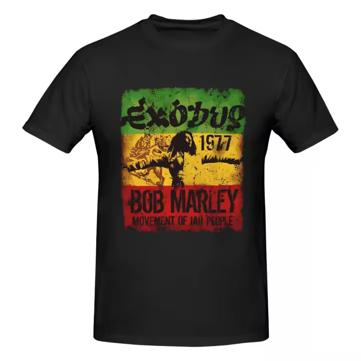 Camiseta Vintage Rasta para Hombre 180g Algodón, Diseño Reggae 1977, Transpirable, Cómoda, Lavable a Máquina - 1
