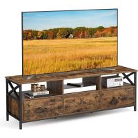 Mueble de TV Industrial 65 Pulgadas, 3 Cajones, Acero, Marrón Rústico y Negro - details 0
