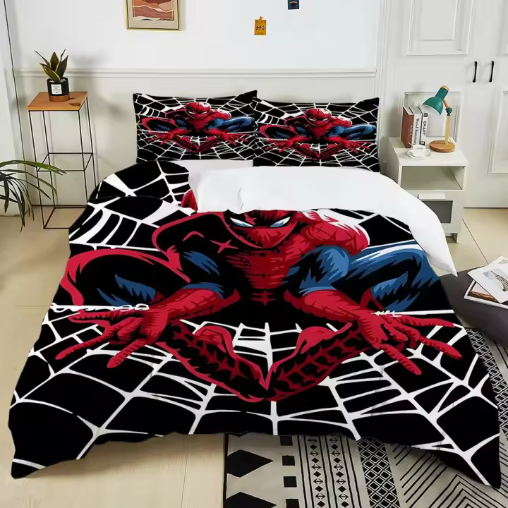 Juego de Ropa de Cama de Spiderman Funda de Edredón, Funda de Almohada, Decoración de Habitación - 1
