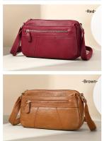 Bolso cruzado para mujeres Correa ajustable, cierre de cremallera, múltiples compartimentos, bolso casual suave Ideal para trabajo, viajes, uso diario En khaki, rojo profundo, blanco, rojo, vino, negro Bolso de mano elegante de poliéster - details 7