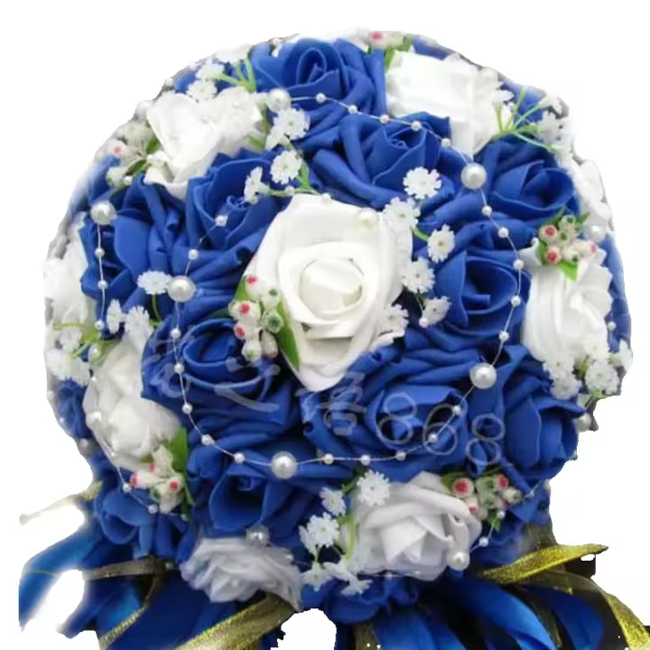 Perfectlifeoh ramo de novia, flores rosas artificiales, perlas, encaje de novia, ramos de boda con cinta, gran oferta - 1