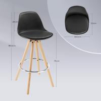 Taburete de Bar con Respaldo Marco de Madera Maciza Imitación de Cuero - details 16