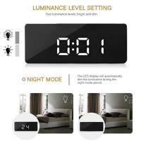Reloj despertador Digital con función de atenuación de temperatura para dormitorio, oficina, batería de viaje y espejo LED alimentado por USB - details 9