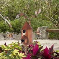 Casa de Pájaros para Jardín con Poste Casas de Alimentación para Pájaros Estilo Exterior para Patio de Corte Herramienta Decorativa para Jardín - details 3