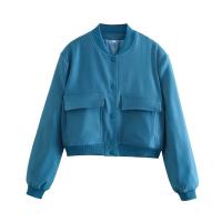 BUNO-Chaqueta Bomber de manga larga de Color liso para mujer, abrigo Vintage con cremallera a la moda, Tops, chaquetas básicas holgadas elegantes para mujer - details 15