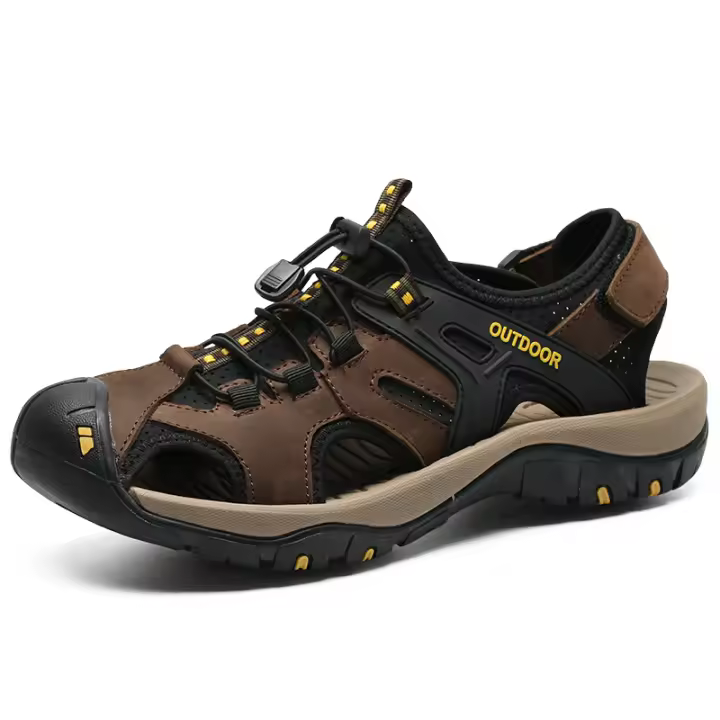 Sandalias de marca de verano para hombre, zapatillas de cuero genuino para hombre, sandalias de gladiador para playa para hombre, zapatos suaves y cómodos para caminar al aire libre - 1