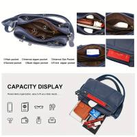Bolso cruzado para mujeres Correa ajustable, cierre de cremallera, múltiples compartimentos, bolso casual suave Ideal para trabajo, viajes, uso diario En khaki, rojo profundo, blanco, rojo, vino, negro Bolso de mano elegante de poliéster - details 12